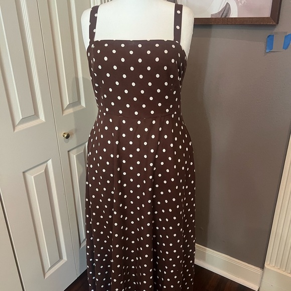 City Chic Dresses City Chic Brown And White Polka Dot Midi Dress — free download